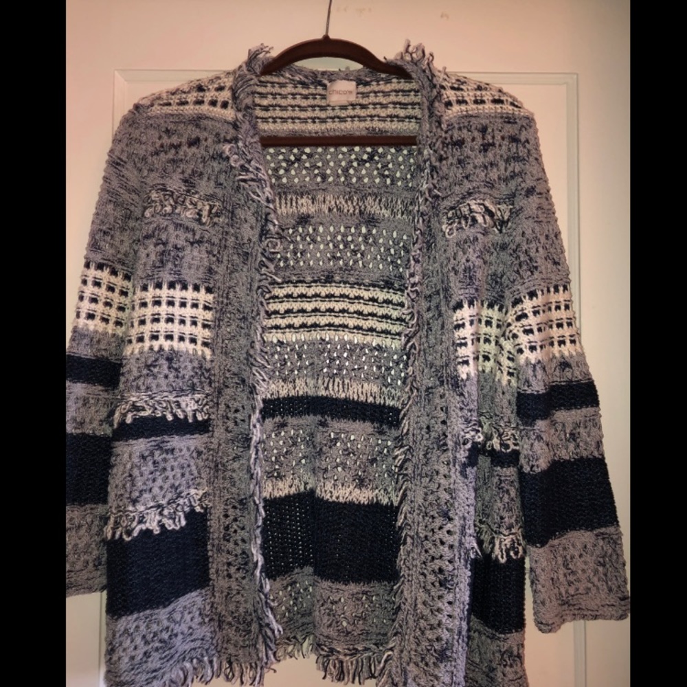 Chico’s Patchwork Knit Cardigan